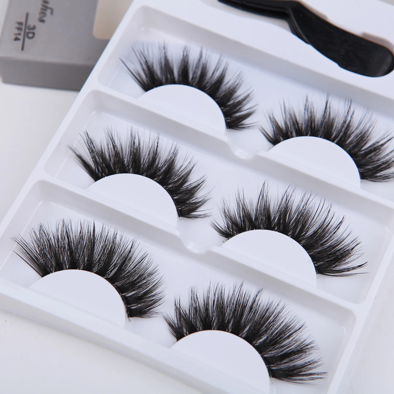 

3 Pairs Makeup False Eyelashes with Tweezer Kit Natural Realistic Crisscross Messy Fake lashes Handmade Lash Transparent Stems