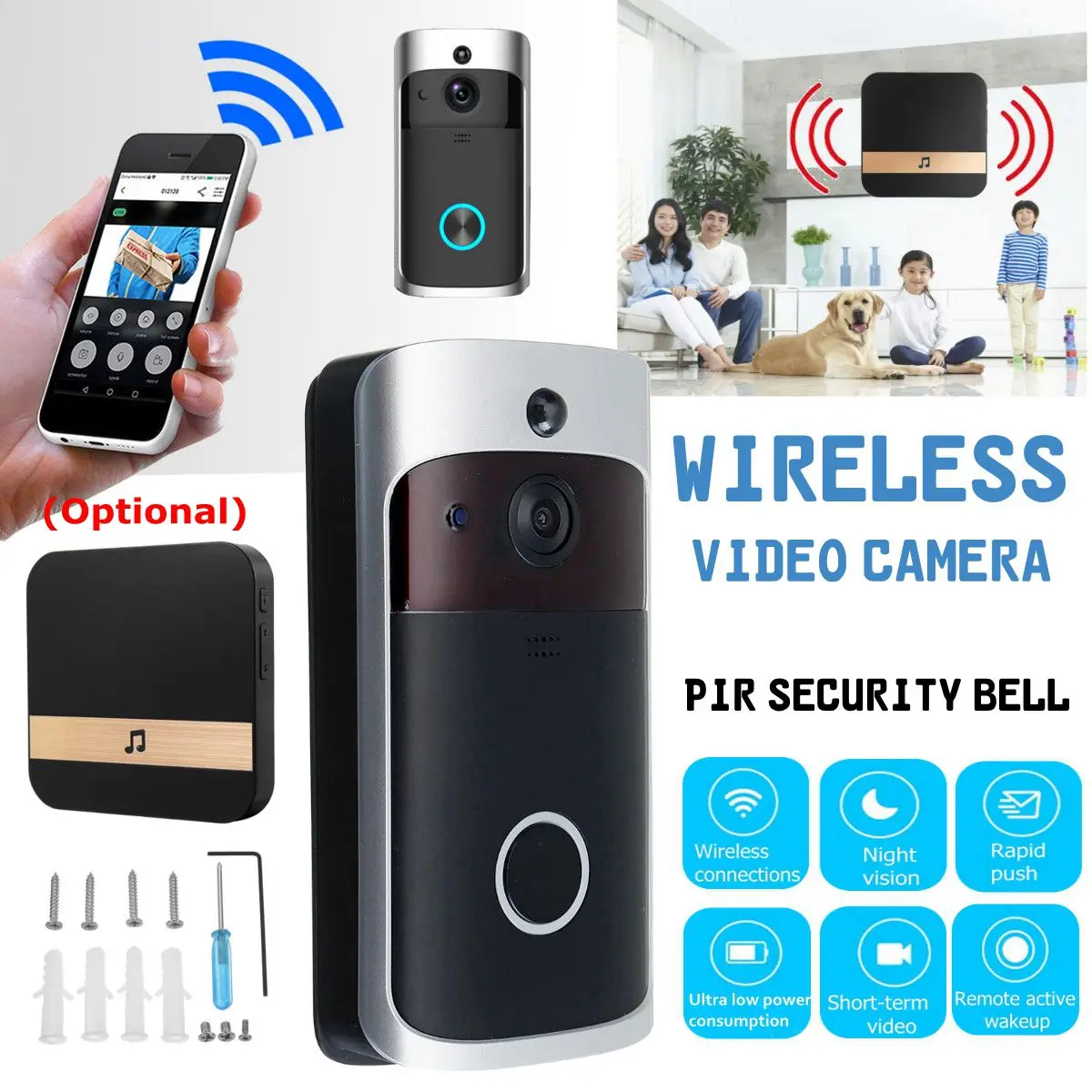 Smart Ip Video Intercom Wifi Video Deurtelefoon Deurbel Wifi Deurbel Camera Voor Appartementen Ir Alarm Draadloze Beveiliging Camera