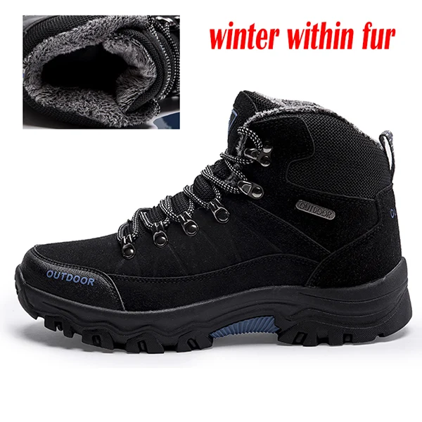 winter Black Очень теплые мужские походные ботинки водонепроницаемые мужские уличные зимние ботинки мужские кроссовки профессиональные альпинистские ботинки мужская зимняя обувь - Цвет: winter Black