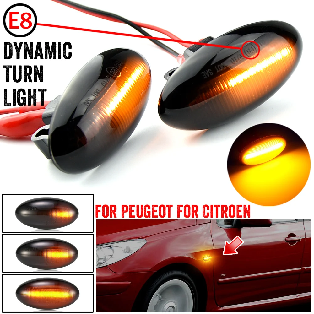 

Dynamic fender Turn signal For Peugeot Citroen C1 C2 C3 C5 C6 107 206 307 207 407 607 1007 Berlingo Jumpy Led Light Side Marker