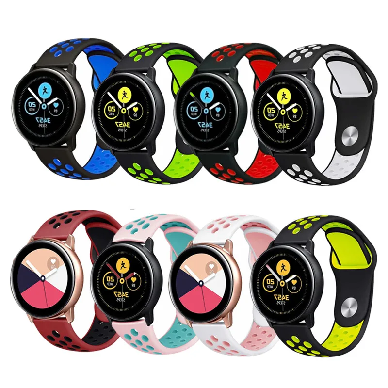 22 мм 20 мм спортивный ремешок для samsung gear Sport S2 S3 Galaxy Watch Active 42 мм 46 мм силиконовый ремешок для Huami Pebble Time huawei gt 2