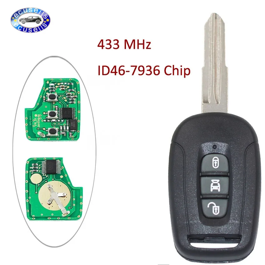 Дистанционный брелок 2/3 кнопки для Chevrolet Captiva 2008-2013 433 МГц ID46 чип PCF7936 Uncut blade |