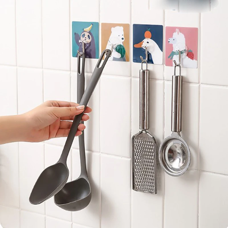 4 шт. бесшовная самоклеющаяся присоска с животным принтом настенный крючок для