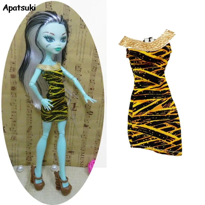 Желтая одежда Зебра платье для кукол Monster High вечерние короткие платья Vestidos