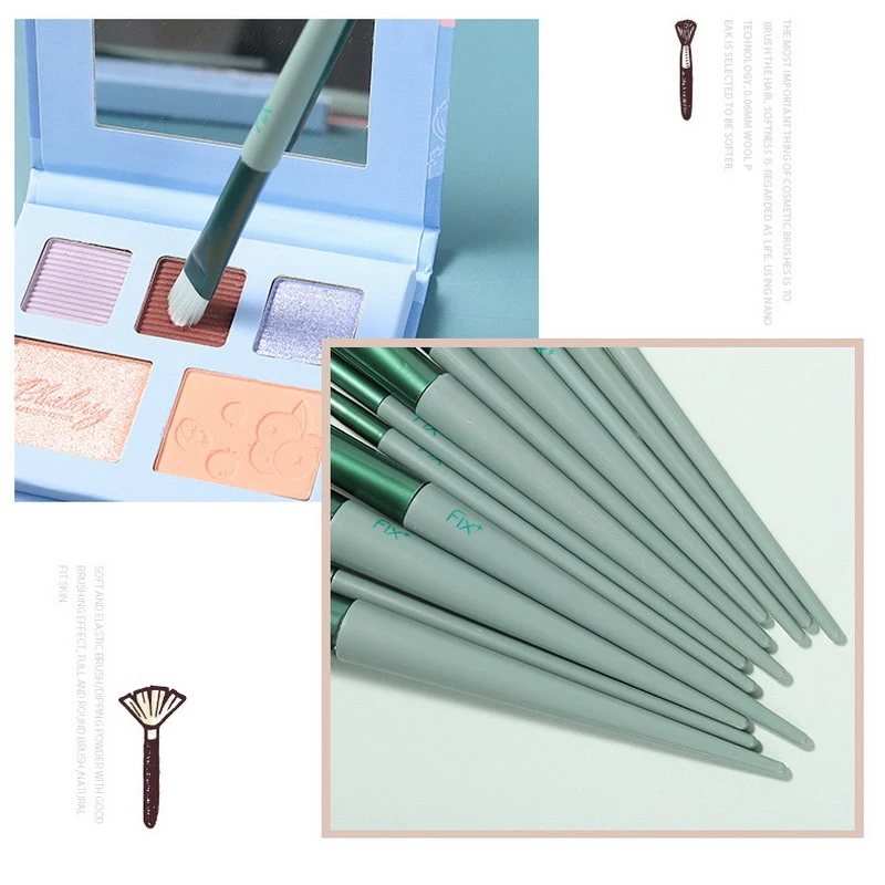 13 шт. Кисть для макияжа Рассыпчатая кисть пудры основы бровей блеска губ Тени век