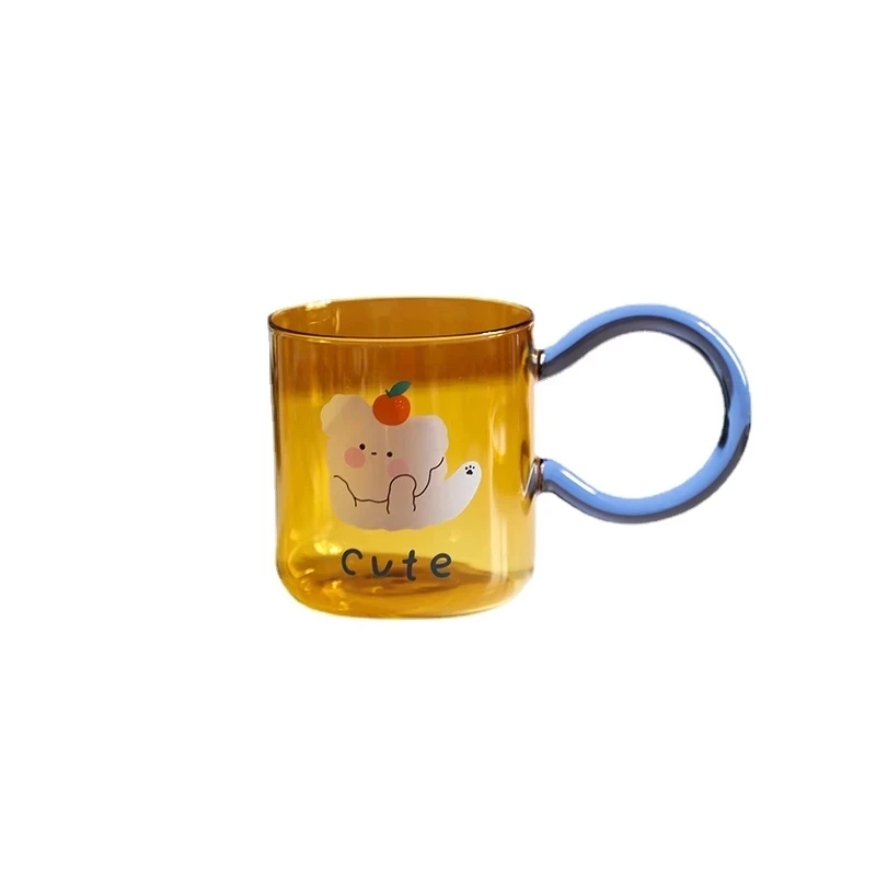

Стеклянная кружка с ручкой, стеклянная чашка для завтрака, кружка для кофе, чая, молока, симпатичные керамические кружки, аксессуары для коф...