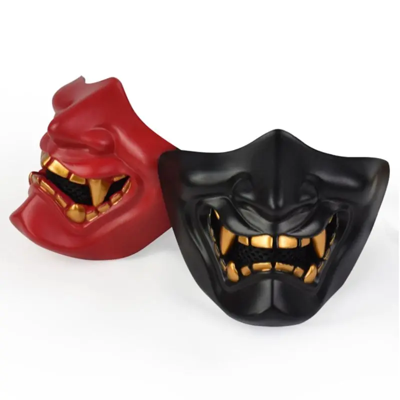 Half Face Mask Cosplay Kabuki Samurai Devil Tactical Halloween Party Festival Prom COS Horror | Игрушки и хобби