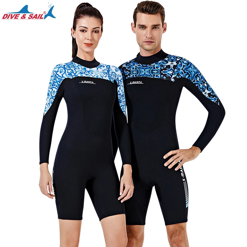 

Wetsuits Men Women 1.5mm Neoprene Full Scuba Diving Suits Surfing Swimming Long Sleeve Keep Warm Back Zip One Piece Spring Suit