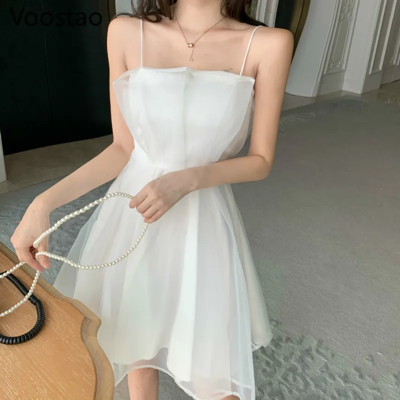 Новое летнее женское Короткое платье в французском стиле Сетчатое феи на тонких