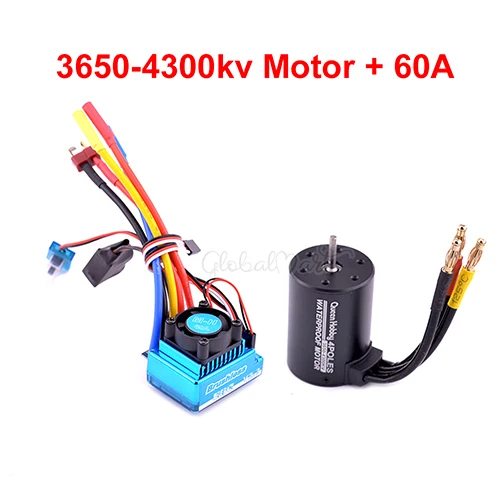 60A and 3650-4300KV 3650 3900kv 4300kv бесщеточный двигатель/45A 60A 80A 120A бесщеточный ESC электрический регулятор скорости пыленепроницаемый для 1:10 1/10 RC автомобилей - Цвет: 60A and 3650-4300KV