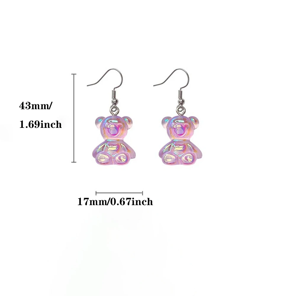 

Lovely Transparent Bear Animal Stud Earrings For Women Acrylic 3d Jewelry Vintage Dangle Lady Fashion Delicate Ear Accessory