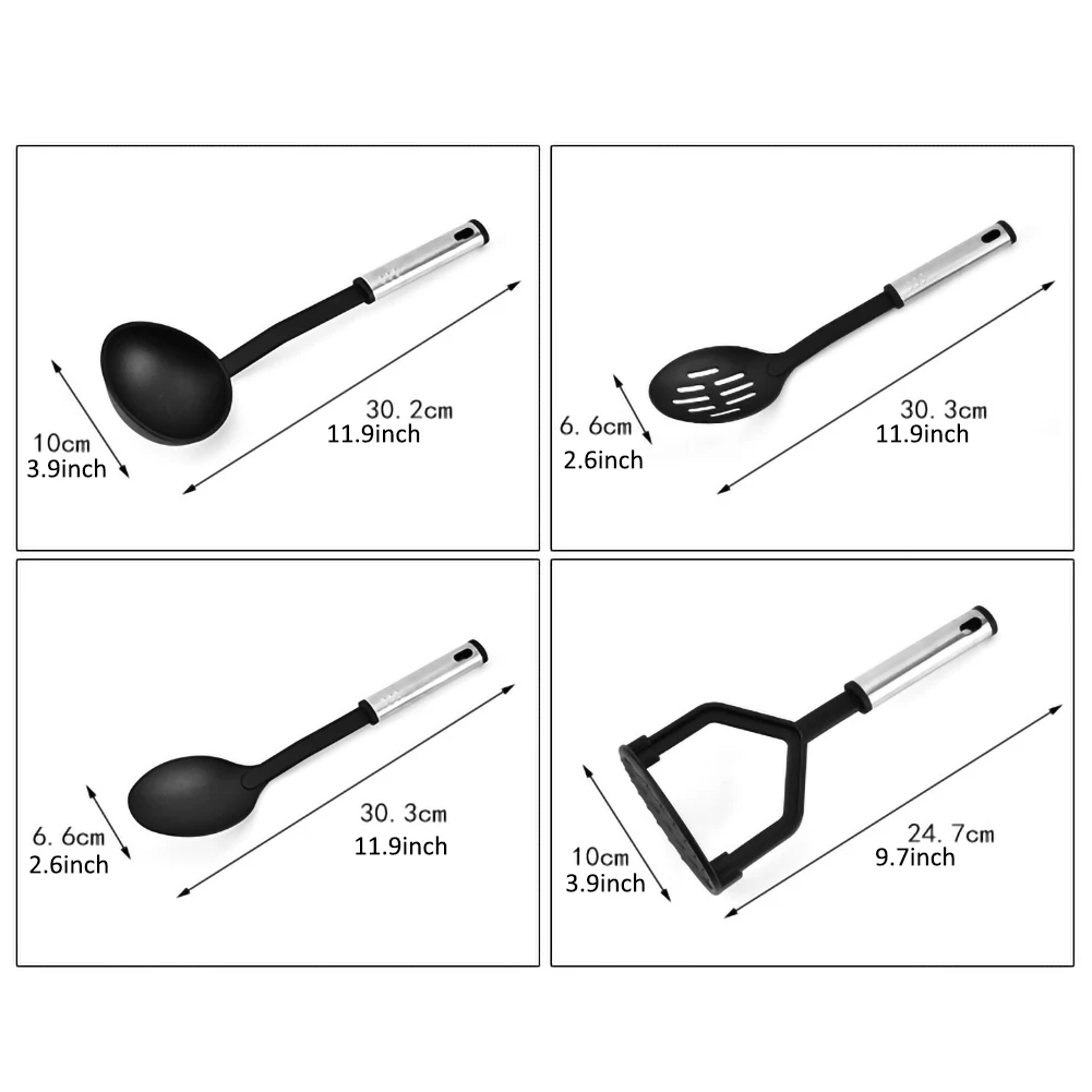 

Kitchen Utensils Set 24 Pieces Kitchen Utensils Stainless Steel Nylon Non-stick Cookware Spoon Spatula Set Cooking Tool Set