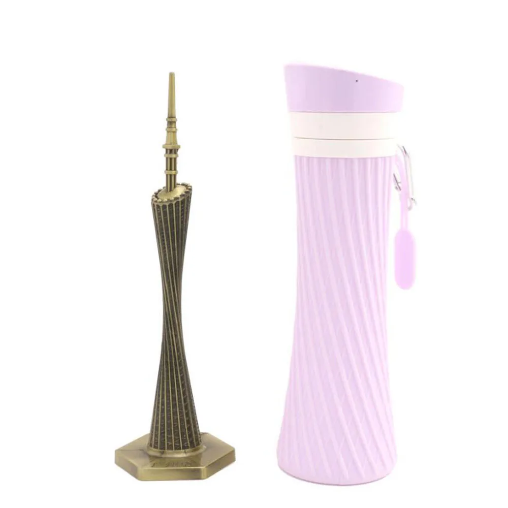 

Folding Silicone Water Cup Silicone Drinking Collapsible coffee cup folding Silica cup with Lids Sport Travel Cup 500ml