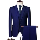 Костюм мужской, весна-осень 2021, высококачественный деловой пиджак, из трех предметовтонкий, большого размера. Разноцветный бутик-костюм