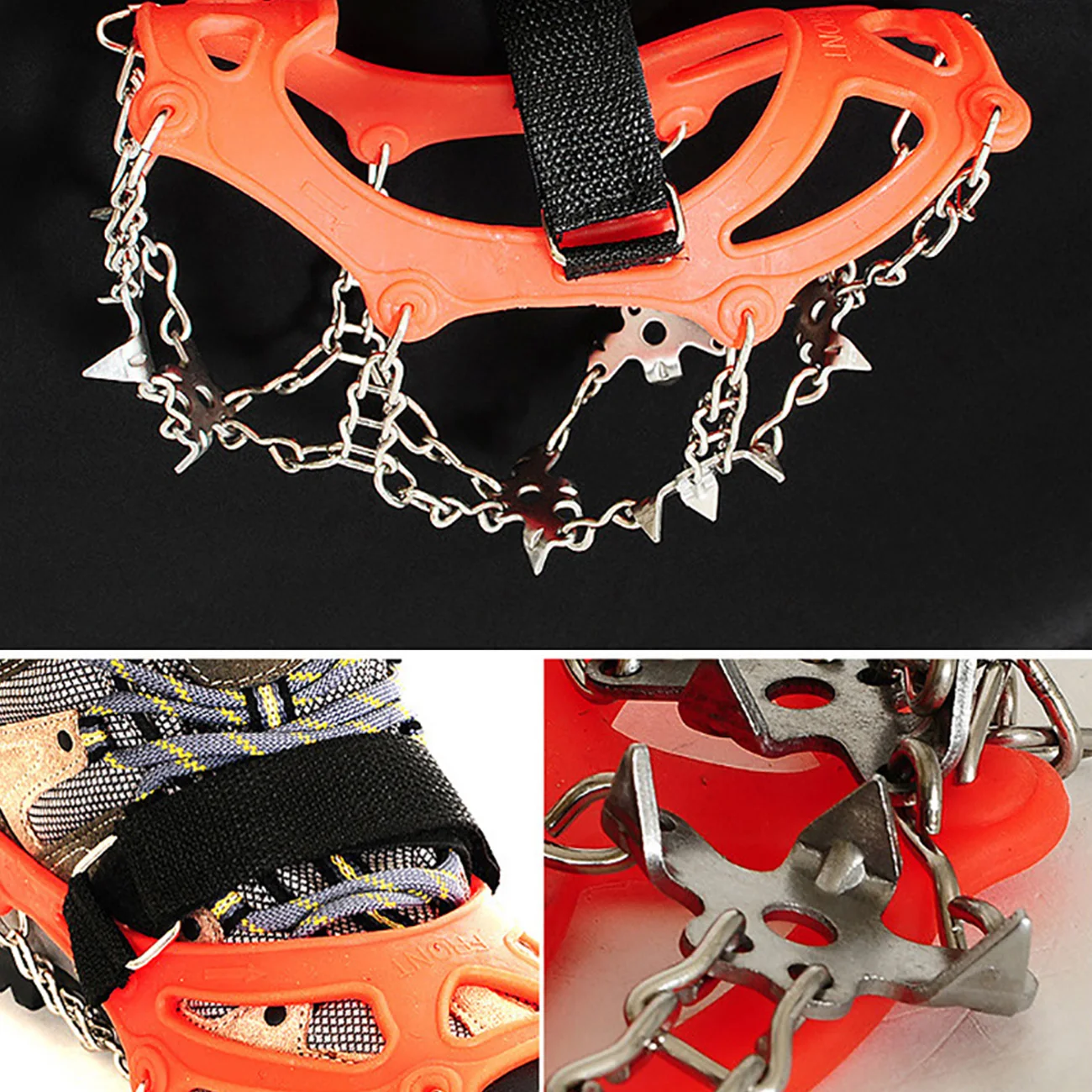 

18 Teeth Ice Snow Crampons Anti-Slip Climbing Gripper Shoe Covers Spike Cleats Climbing Steel Cleats Women Men Boots Shoe Covers