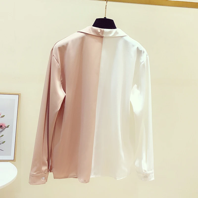 Women Tops Promotion Polyester Regular Pockets Full Blouse Blusa 2020 New Women's Shirt Matching Design Chiffon V-neck Sleeve | Женская