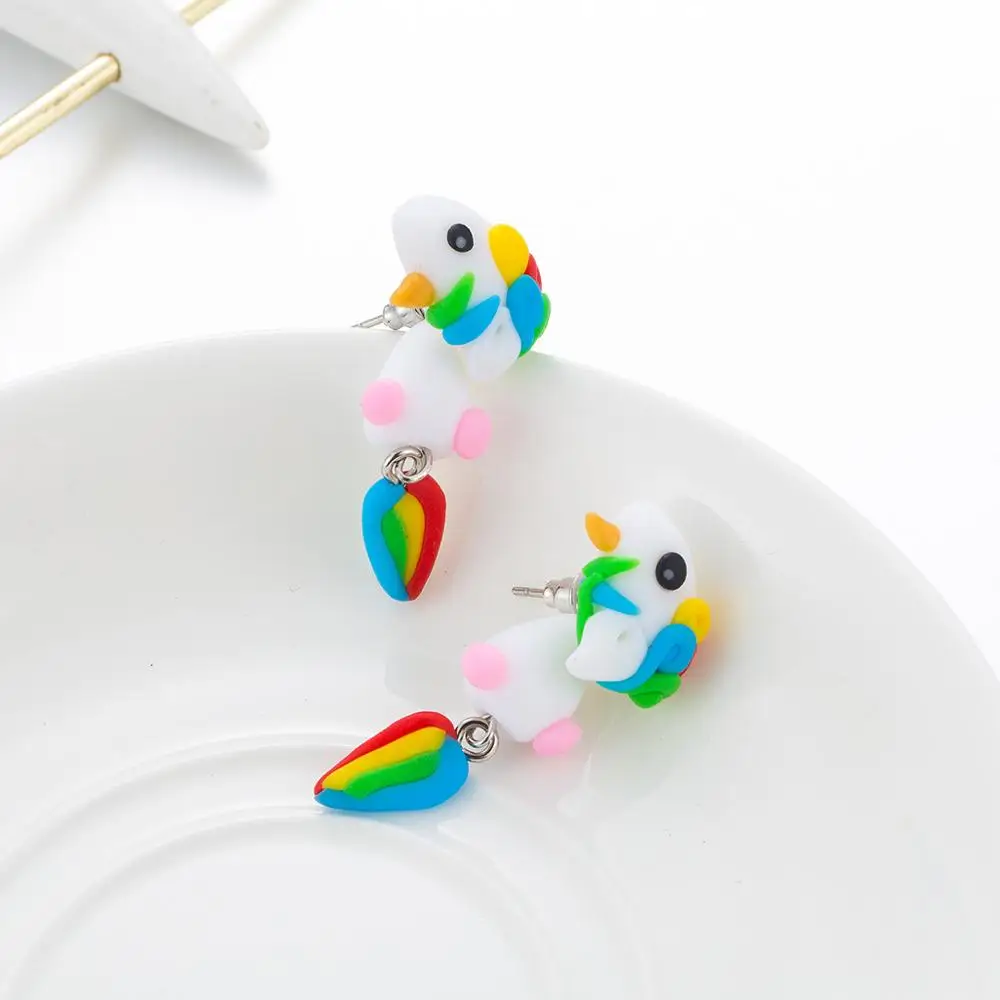 Милые серьги из полимерной глины с единорогом для женщин модные ювелирные