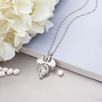 minar vintage metal dragon with wings pendant necklace for women silver color twisted chain natural freshwater pearl necklaces