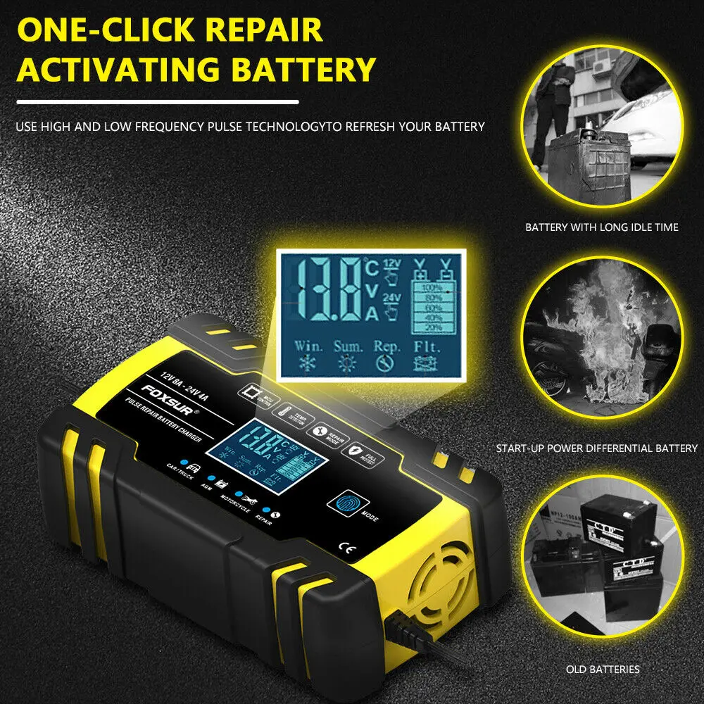 12V 24V 8A полное автоматическое автомобильное зарядное устройство для ремонта