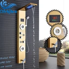 Светодиодный смеситель Водопад для ванной комнаты, кран с клапаном, душевая панель с дождевой ручкой, отображение времени и температуры, спа-насадки