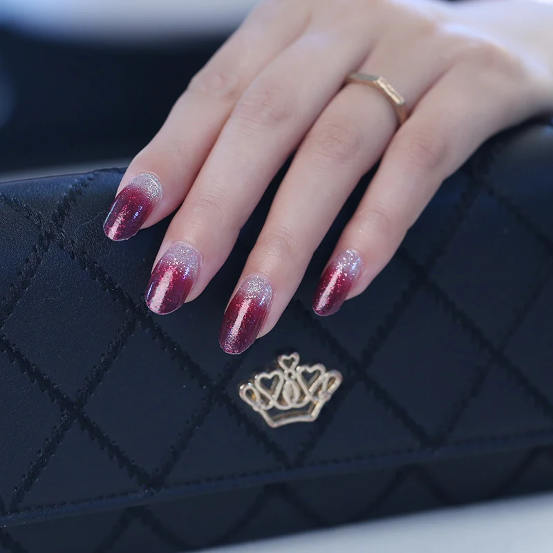 Набор стикеров для ногтей с градиентом блестящего порошка 14 видов наклейки