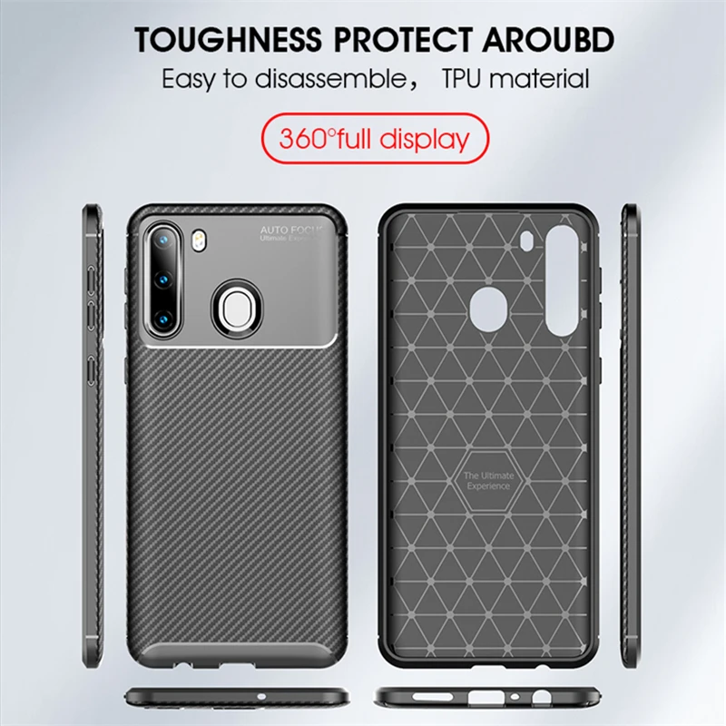 

Phone Case Cover Fundas A21 For Samsung Galaxy A21 TPU Rubber Soft Black For Samsung A21 Shockproof Anti-knock Protector Shell