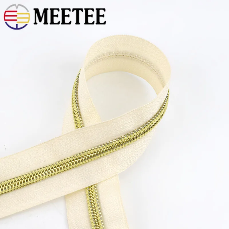 4/8m Meetee Nylon Code Loading Zipper Gold Tooth Coil for Sewing DIY Open-End Bags Sports Garment Accessories ZA030 | Дом и сад