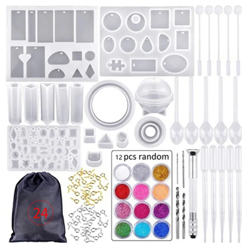 

Siliconen Mal Voor Hars Siliconen Uv Hars Diy Klei Epoxy Hars Gieten Mallen En Gereedschap Set Met Een Zwarte Opslag tas Voor Si