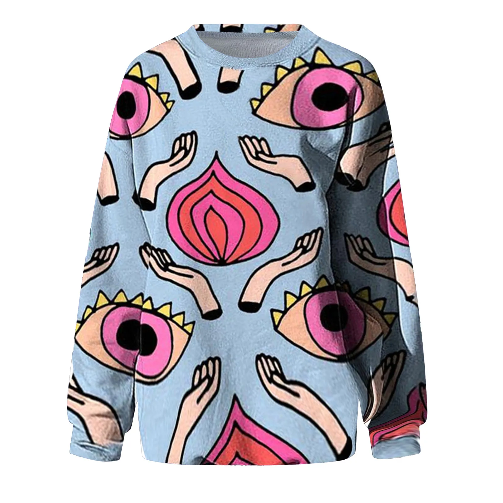 57# Women Pullover Y2k Shirt 2021 Autumn Fashion Loose Print Tops Round Neck Long Sleeve Blouse Casual Sweatshirts Ladies Tops