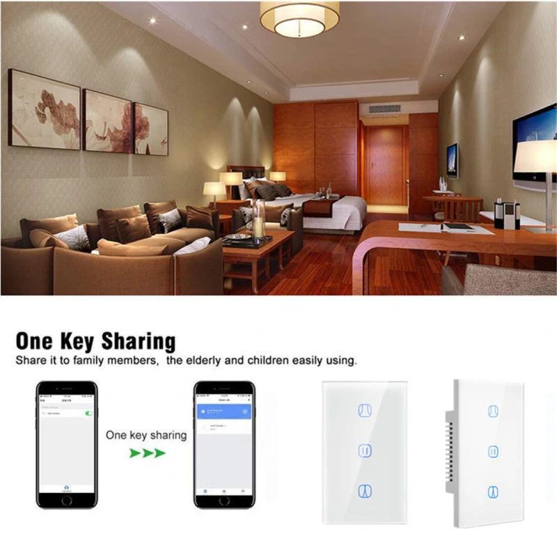 

Tuya US Standard WiFi Curtain Switch Voice Remote Control Timing Share Smart Curtain Switch Work With Alexa And Google Home