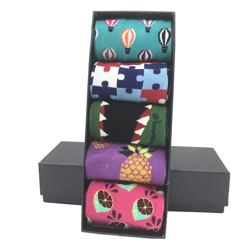 Мужские хлопковые носки MYORED 5 пар/лот забавные Длинные с мультяшным рисунком для