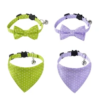 cute bowknot cat collar dot pattern pets bibs adjustable kitten necklace bow tie safety buckle puppy chihuahua bandana supplies