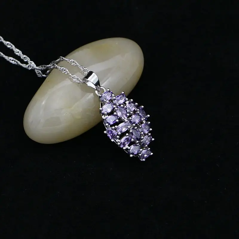 Комплект из колье серёг и кольца серебра 925 пробы с фианитами|Ювелирные наборы| |