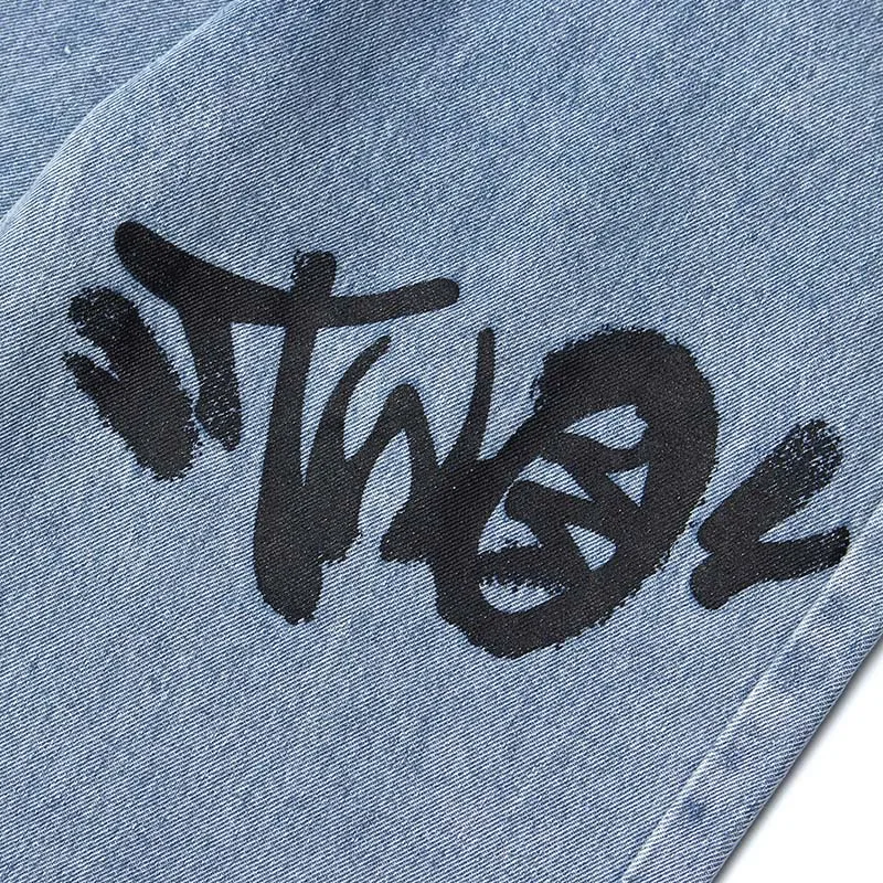 

Spring Men Streetwear Denim Cargo Pants 2021 Hip Hop Chain Heart Snowflake Print Harajuku Cotton Jeans Trousers Joggers clothing