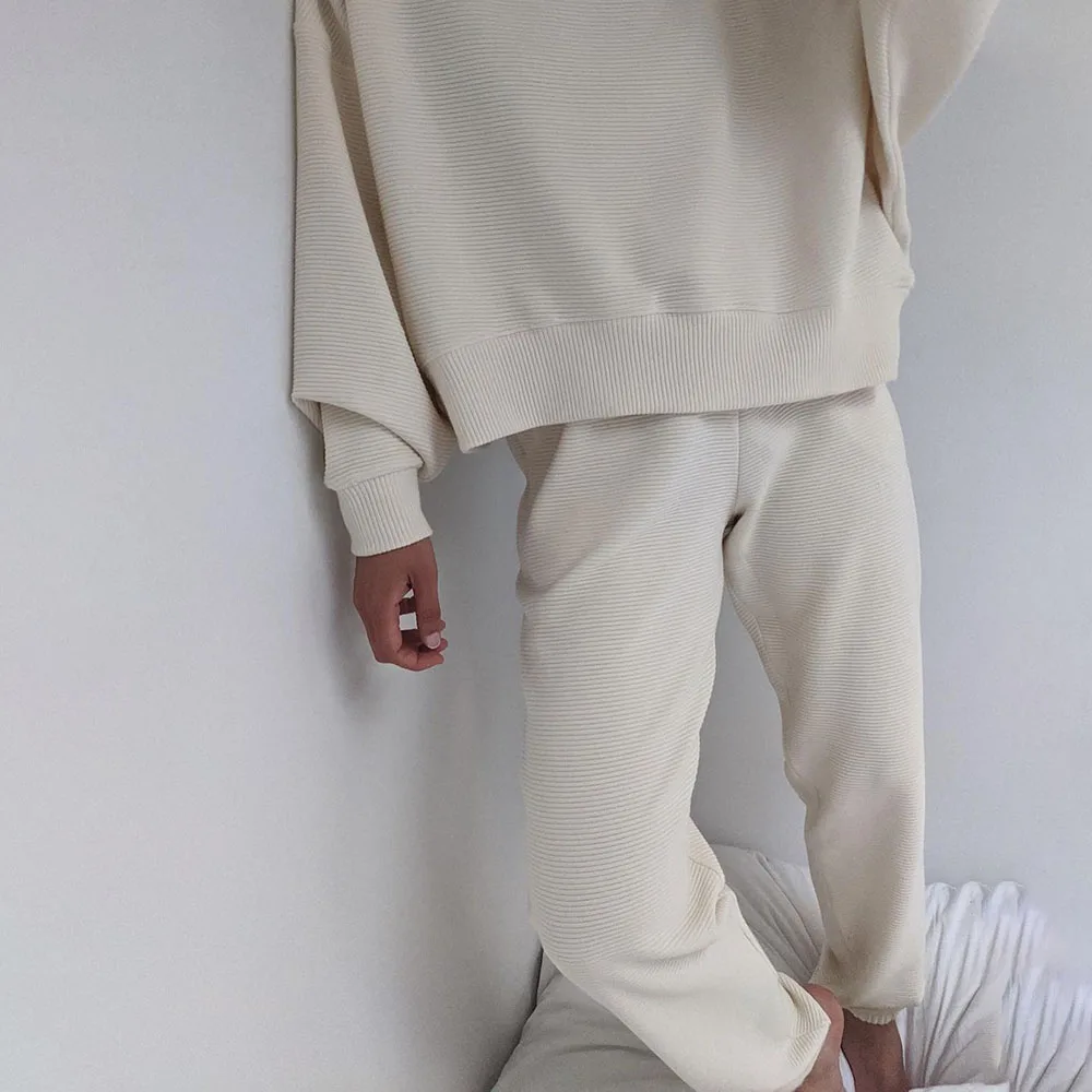 

Autumn New 2021 Fashion Loose Round Neck Long Sleeve Trousers Two Piece Sets Casual Europe America Simplicity Women's Clothing