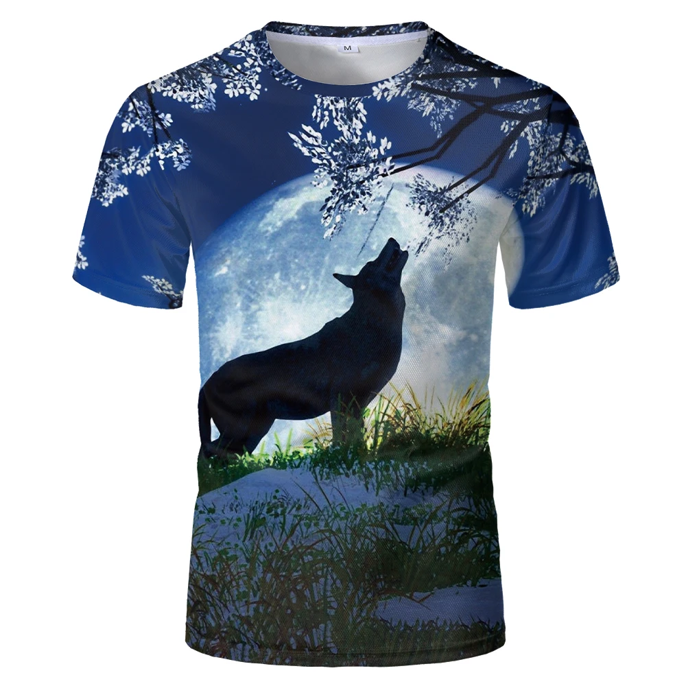 2020 Новая Луна Волк 3d футболка хип хоп животное Футболка Camisa Masculina Смешные Летние