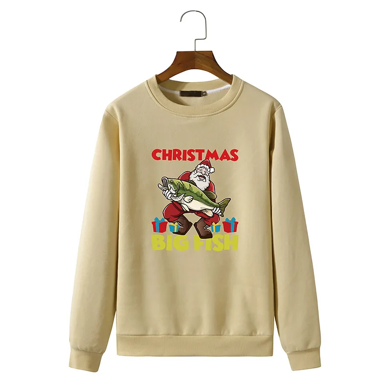 

Streetwear men's clothing 2021 new autumn and winter men's casual sweater Christmas Santa print long-sleeved sweater