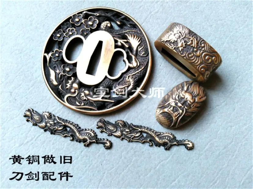 Набор из кованой чистой меди круглая Tsuba фитинг защитный аксессуар для WUSHU ч
