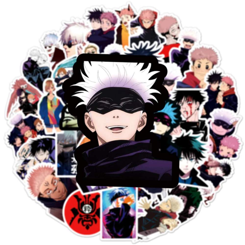 Jujutsu Kaisen-pegatinas de Anime impermeables, 10/30/50 uds, para tel&eacute;fono, nevera, coche, guitarra, monopat&iacute;n, port&aacute;til, pegatina para ni&ntilde;os, juguete cl&aacute;sico-1