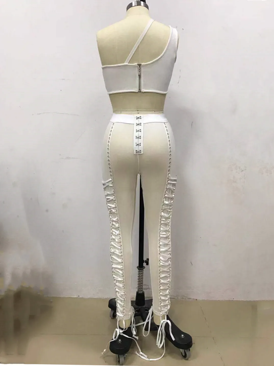 

2019 NEW Jumpsuit white Elegant two Piece Rompers Women vestido Celebrity bodycon party Bandage Jumpsuits