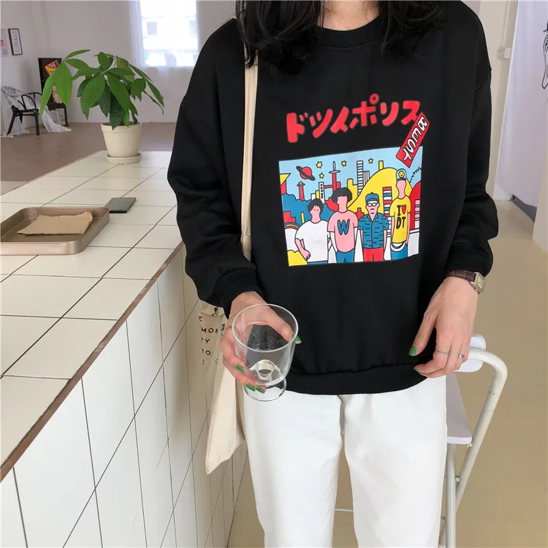 Крутые худи женская версия Harajuku свободный тонкий срез универсальная одежда толстовка с капюшоном странные вещи альбом Топ