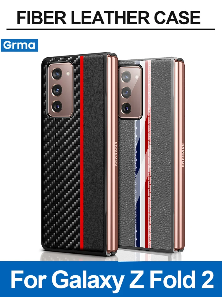 

Grma Newest Luxury Foldable Leather Back Cover For Samsung Galaxy Z Fold2 Fold 2 Folder 2 5G Case Front and Back Flip Phone Case