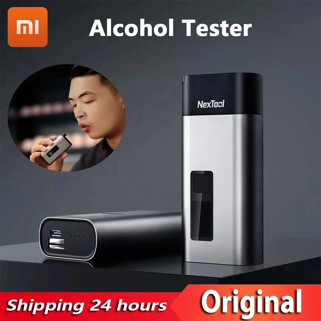 

YOUPIN Nextool Portable Mini Alcohol Tester 4 in 1 Digital Display Car Breathalyzer with Rope Cutter Window Breaker Power Bank