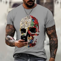 summer mens short sleeved sports t shirt big round neck 3d printing casual street hip hop breathable fitness 2021