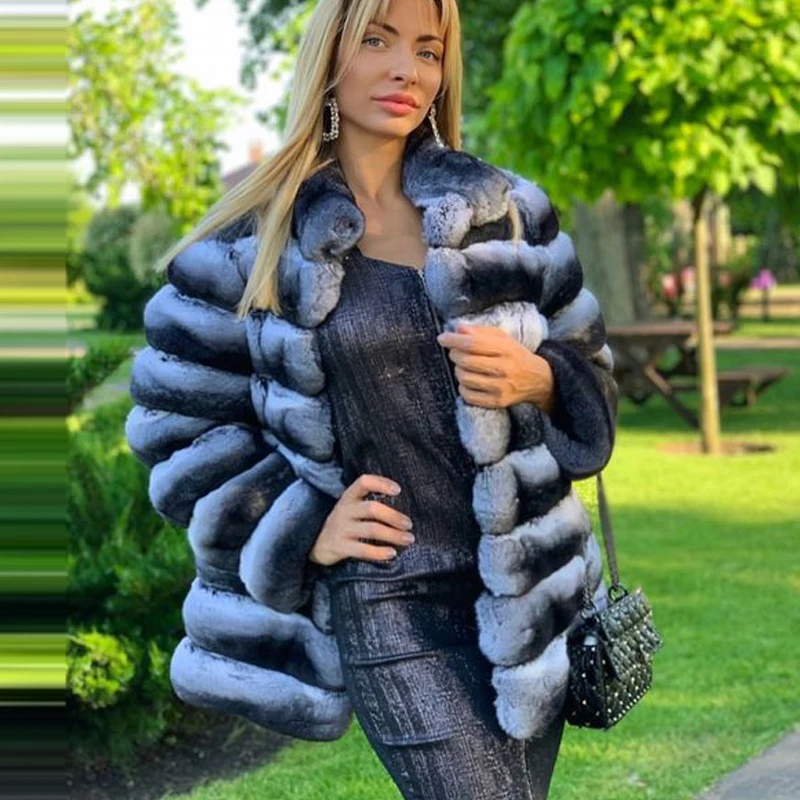 Furealux Зимние новые шубы из натурального меха женская модная повседневная
