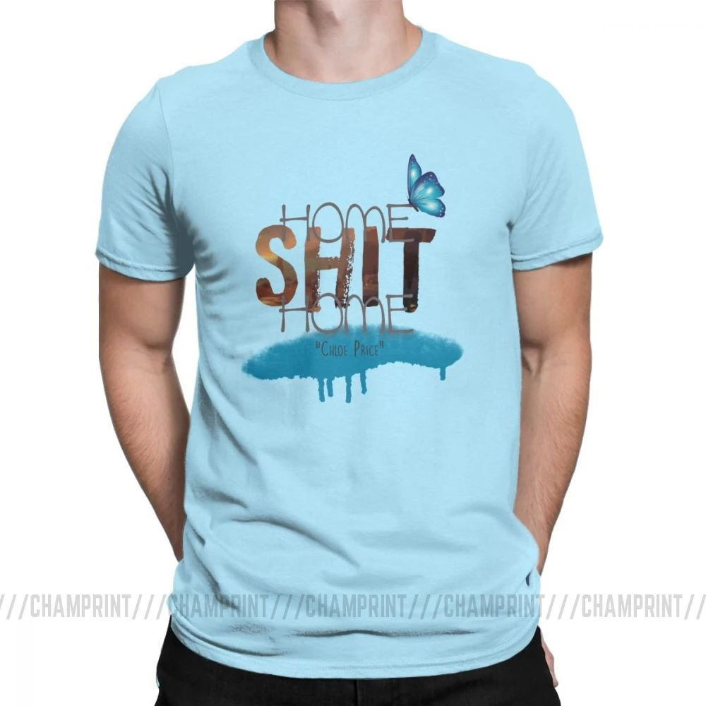 Home Shit Home Life Is Strange мужские футболки, винтажные футболки с коротким рукавом и круглым вырезом, футболка из чистого хлопка, одежда для вечеринок - Цвет: Небесно-голубой