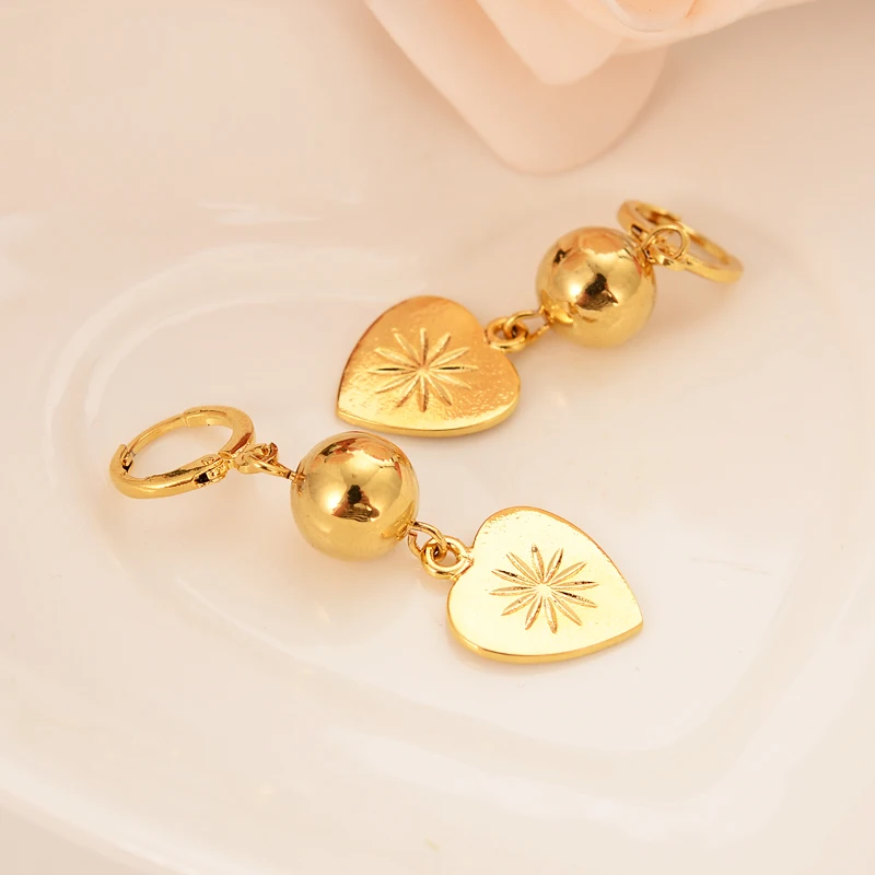 

Gold Africa women Dangle Earrings Women Fashion heart Jewelry Gold Metal Drop Earrings For kids Gifts wedding bridal dropship