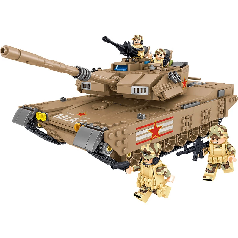 Военные 1051 шт Детские развивающие строительные блоки мальчик M1A2 основной боевой