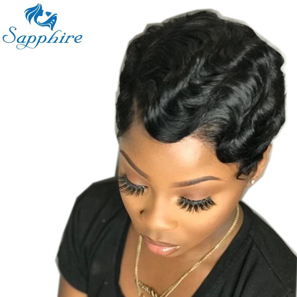 Сапфир 2 шт. пакет желтый Карди B Звезда стиль палец волнистый короткий боб парики