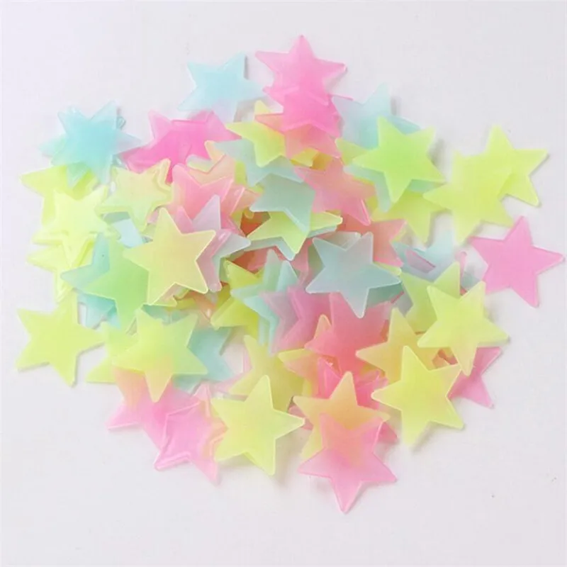 100 шт. флуоресцентные наклейки на стену в виде звезд | Дом и сад
